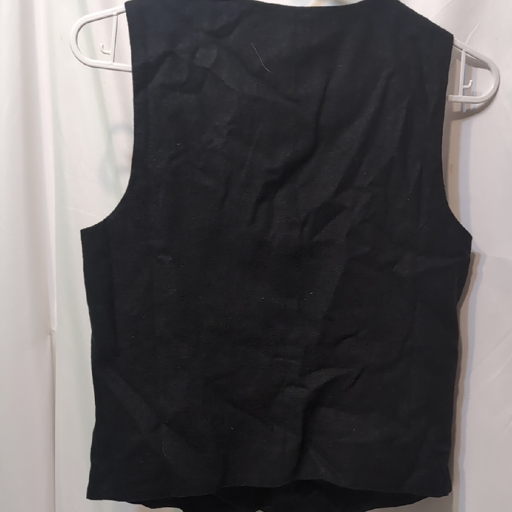 J Crew Women's Black Linen Button Down Front Vest Size 2 NWT - Picture 6 of 9